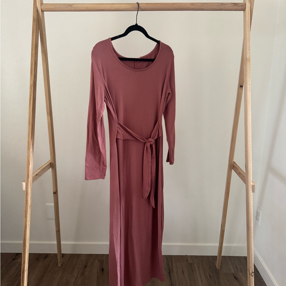 Roolee long sleeve fitted dress with tie front